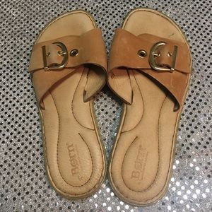 Born Tan Leather Flats/Slides